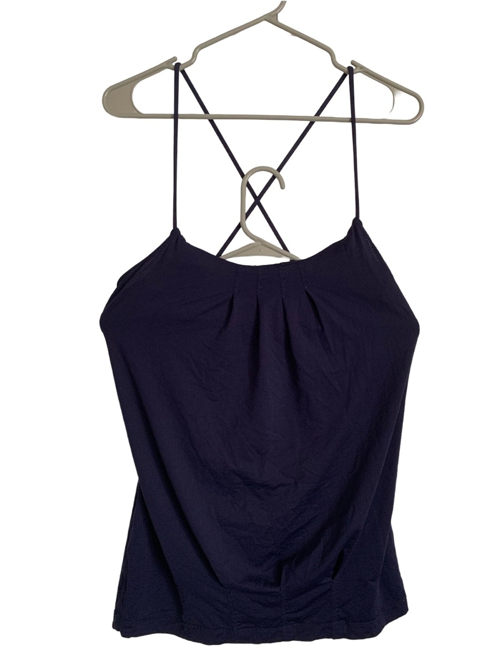 LULULEMON Dark Purple Blue Removable Pads Thin Strap Criss Cross Back Camisole